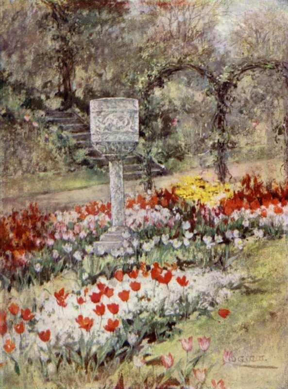 Scottish Gardens: South Bantaskine (farge litho) av Mary Georgina Wade Wilson