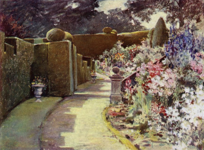 Scottish Gardens: Sunderland Hall (farge litho) av Mary Georgina Wade Wilson