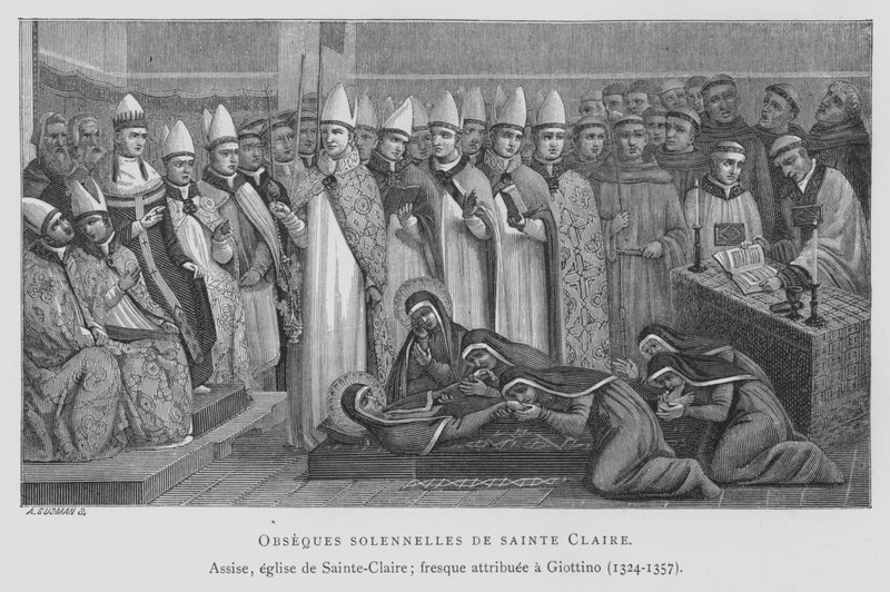 Begravelse av St Claire (litho) av Maso di Banco Giottino