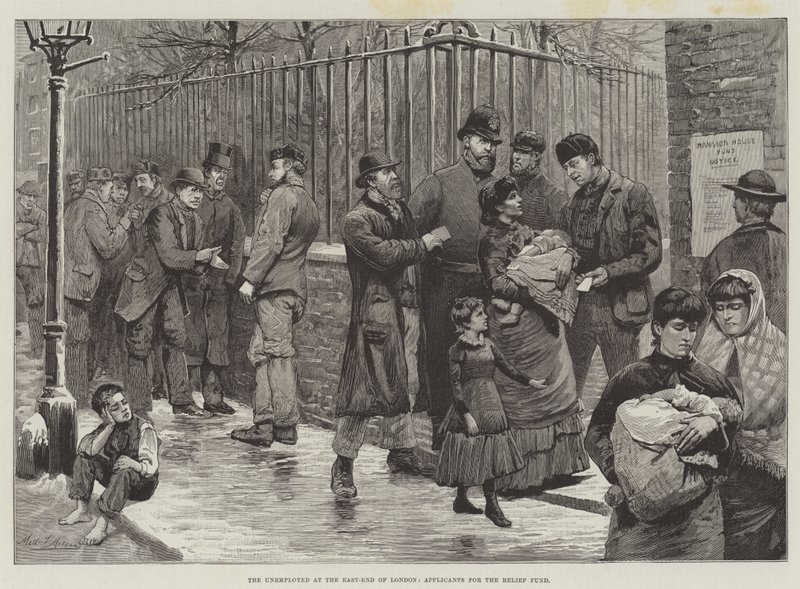Arbeidsledige i East-End of London, søkere til hjelpefondet av Matthew Somerville Morgan