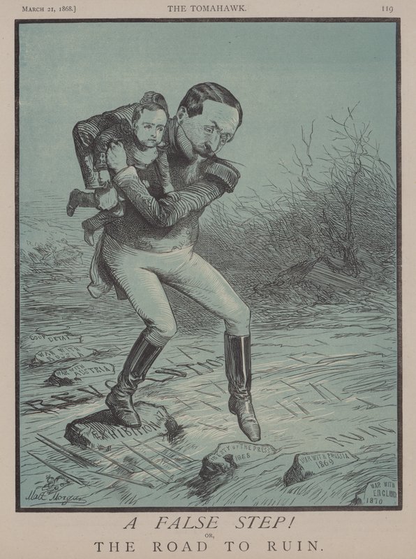 Et falskt skritt! eller, The Road to Ruin (farge litho) av Matthew