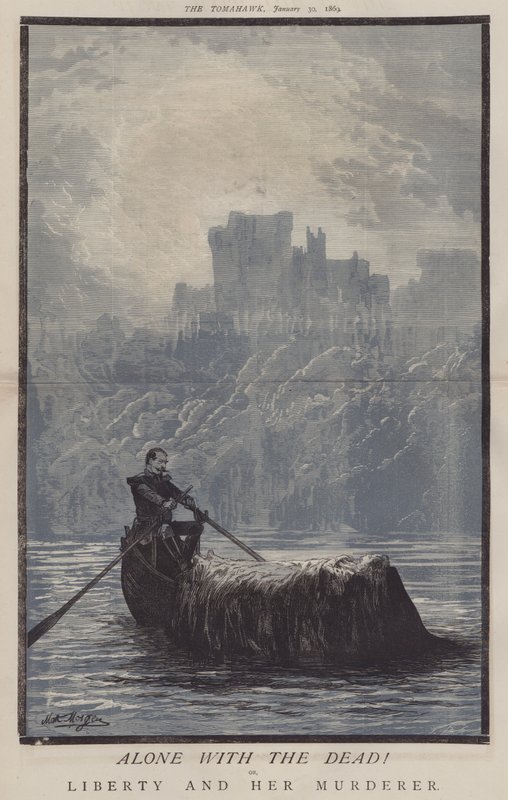 Alene med de døde! eller, Liberty and Her Murderer (farge litho) av Matthew