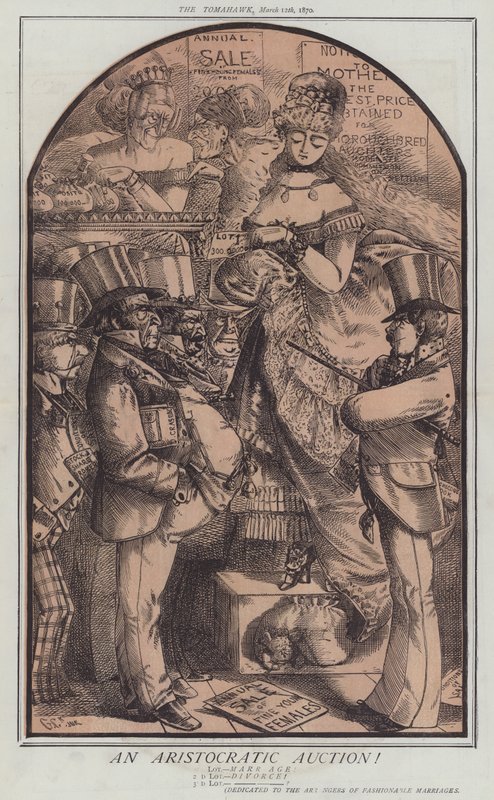 En aristokratisk auksjon! (farge litho) av Matthew