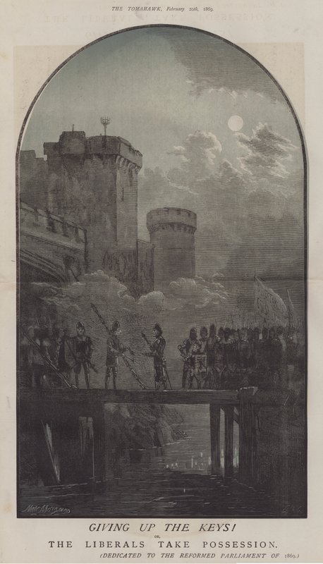 Gi opp nøklene! eller, De liberale tar besittelse (farge litho) av Matthew
