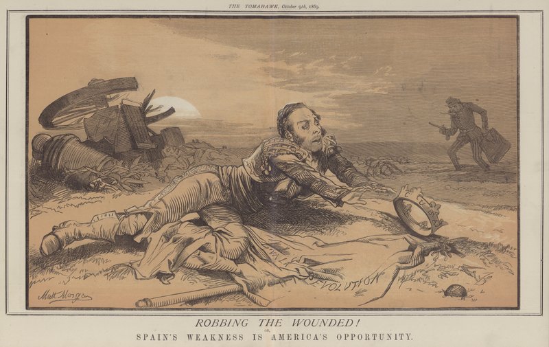 Å rane de sårede! eller, Spanias svakhet er Amerikas mulighet (farge litho) av Matthew