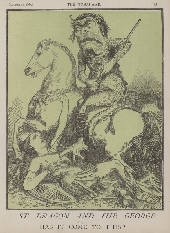 St Dragon and the George eller, har det kommet til dette? (farge litho) av Matthew