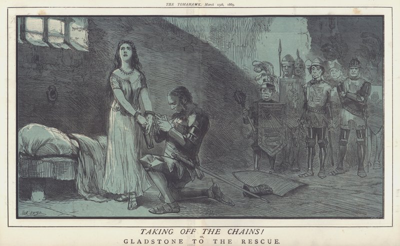 Ta av kjedene! eller, Gladstone til redning (farge litho) av Matthew