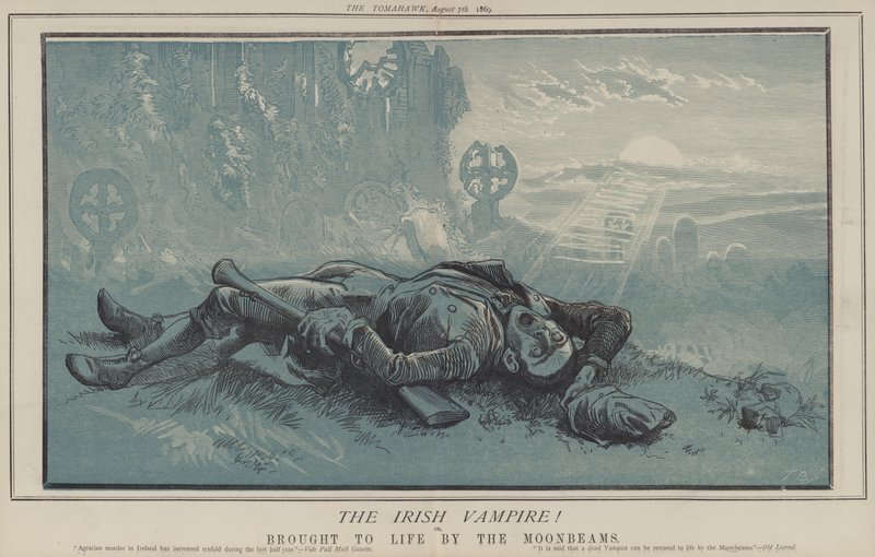 Den irske vampyren! eller, brakt til live av månestrålene (farge litho) av Matthew