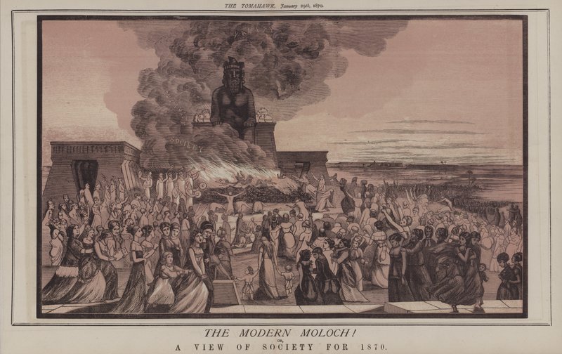 Den moderne Moloch! eller, A View of Society for 1870 (farge litho) av Matthew
