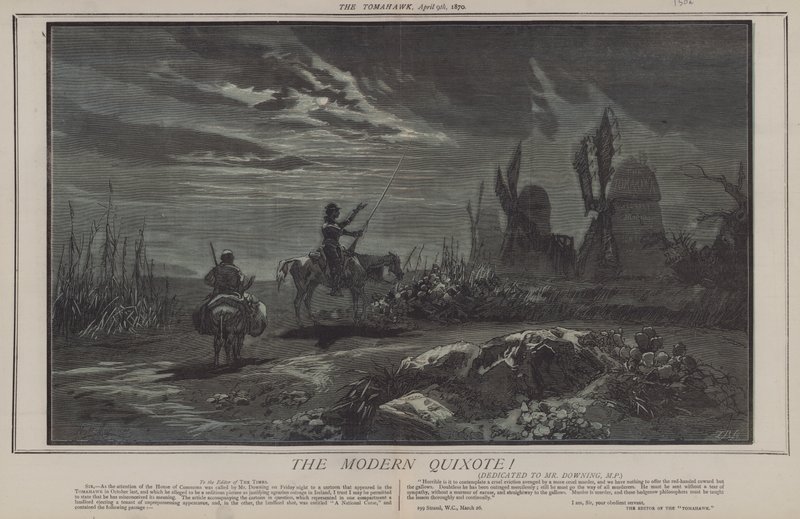 Den moderne Quijote! (farge litho) av Matthew