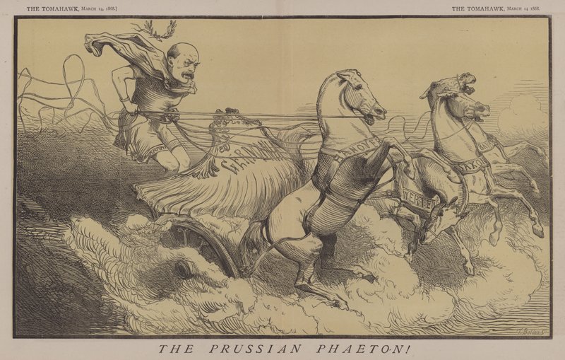 Den prøyssiske Phaeton (farge litho) av Matthew