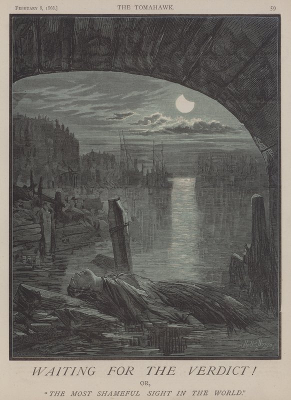 Venter på dommen! eller, det mest skammelige synet i verden (farge litho) av Matthew