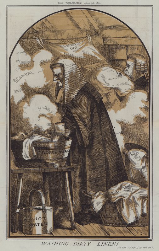 Vasking av skittent sengetøy (litho i farge) av Matthew