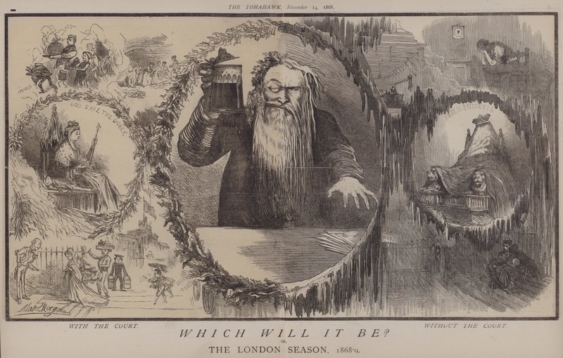 Hvilken blir det? eller, London-sesongen 1868-9 (litho-farge) av Matthew