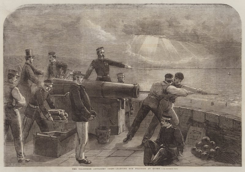 The Volunteer Artillery Corps lærer våpenpraksis ved Hythe av Matthew Somerville Morgan