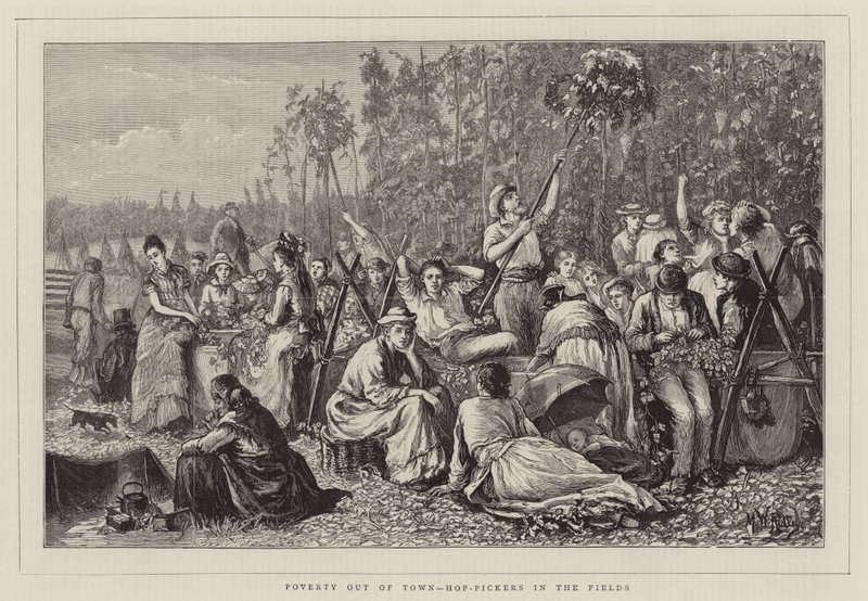 Fattigdom utenfor byen, Hop-Pickers in the Fields av Matthew White Ridley