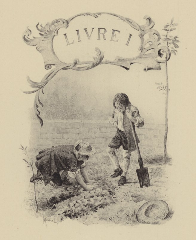 Illustrasjon for bok I av Jean-Jacques Rousseaus bekjennelser av Maurice Leloir