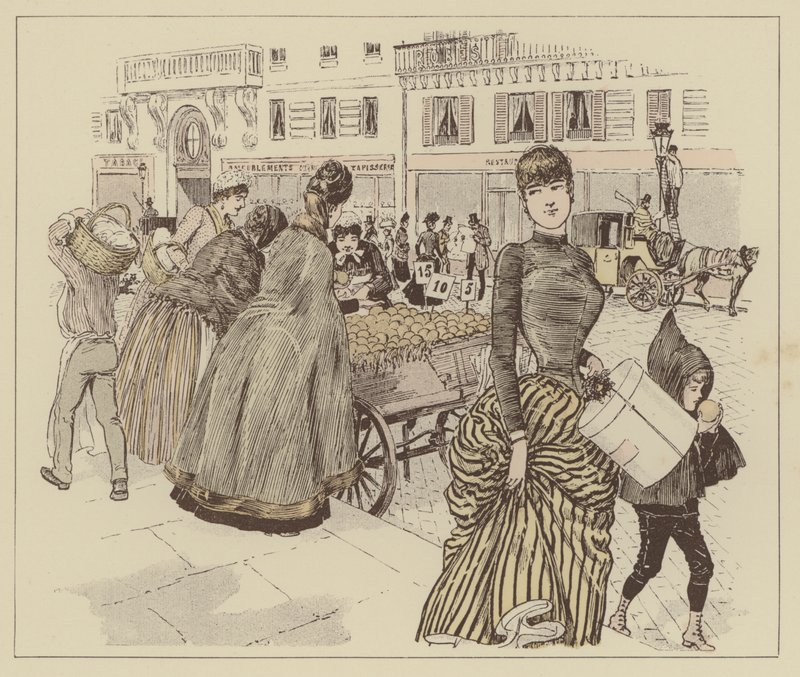 Illustrasjon for Paris Brillant (farge litho) av Maurice Charles Mathieu Bonvoisin