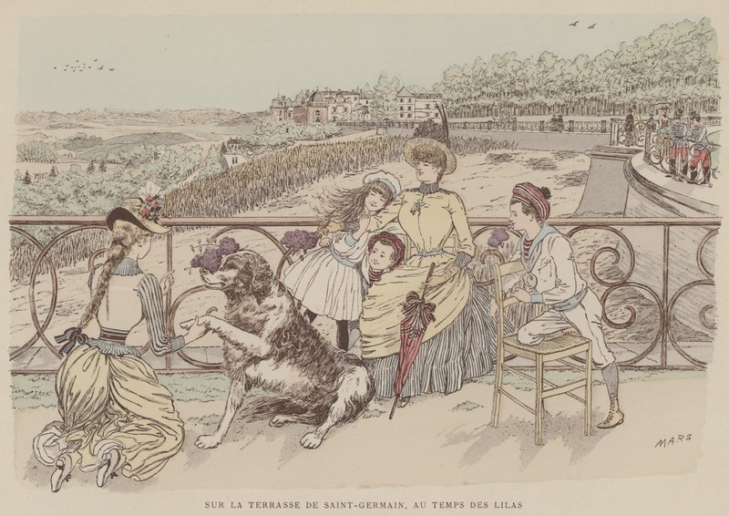 Illustrasjon for Paris Brillant (farge litho) av Maurice Charles Mathieu Bonvoisin
