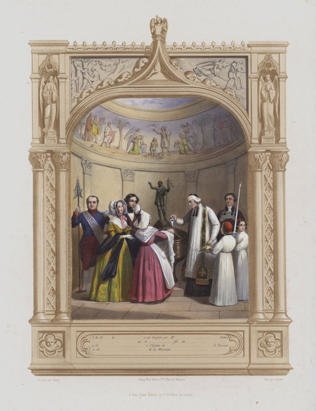 Dåp (akvatint) av Maurice Leloir