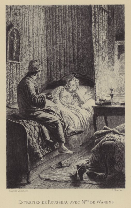 Samtale mellom Rousseau og Madame de Warens (gravering) av Maurice Leloir