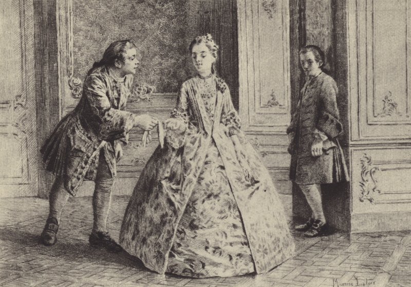 Illustrasjon for bok III av The Confessions of Jean-Jacques Rousseau (gravering) av Maurice Leloir