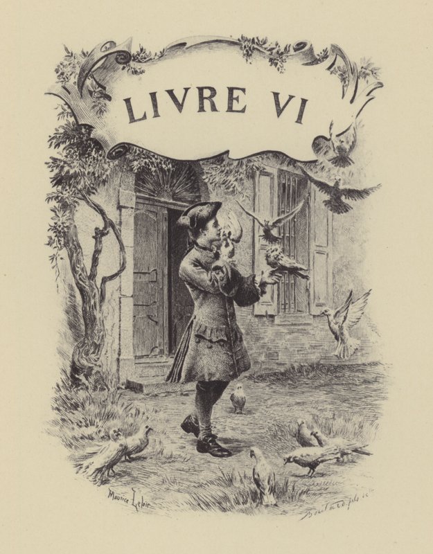 Illustrasjon for bok VI av The Confessions of Jean-Jacques Rousseau (gravering) av Maurice Leloir