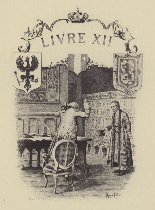 Illustrasjon for bok XII av The Confessions of Jean-Jacques Rousseau (gravering) av Maurice Leloir