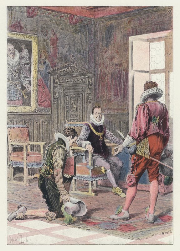 Illustrasjon for Gil Blas (farge litho) av Maurice Leloir