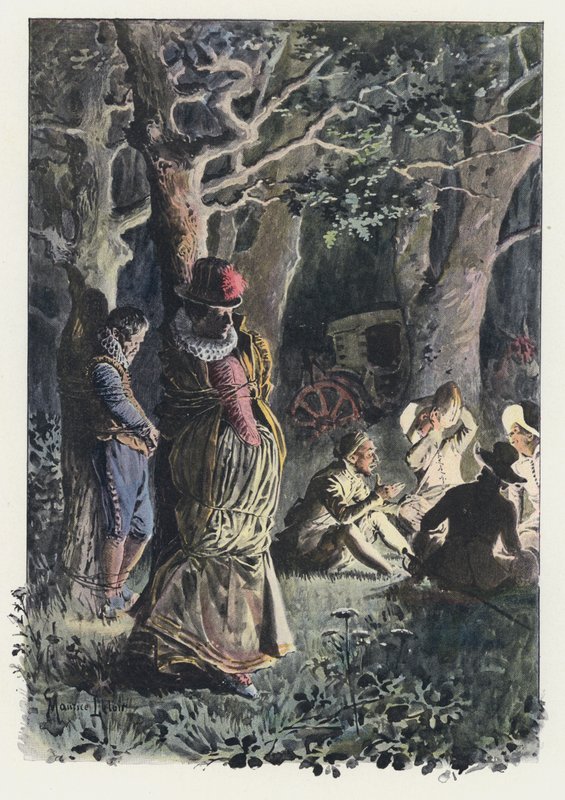 Illustrasjon for Gil Blas (farge litho) av Maurice Leloir