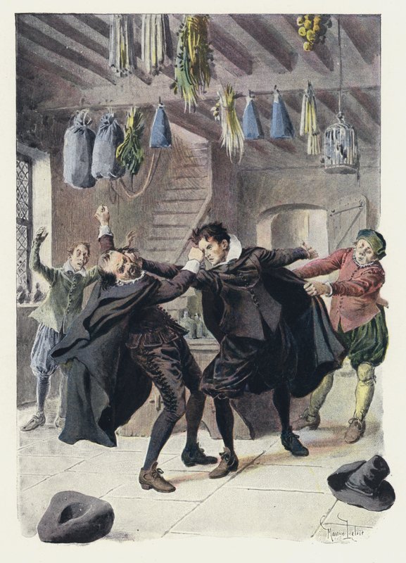Illustrasjon for Gil Blas (farge litho) av Maurice Leloir