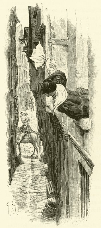 Illustrasjon for The Three Musketeers (gravering) av Maurice Leloir