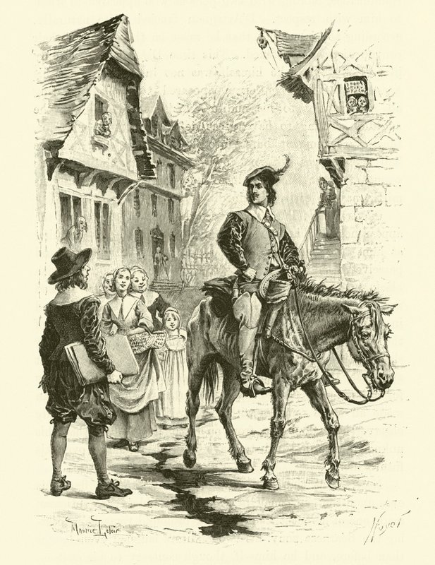 Illustrasjon for The Three Musketeers (gravering) av Maurice Leloir
