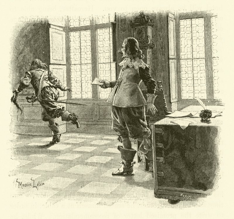 Illustrasjon for The Three Musketeers (gravering) av Maurice Leloir