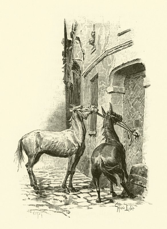 Illustrasjon for The Three Musketeers (gravering) av Maurice Leloir