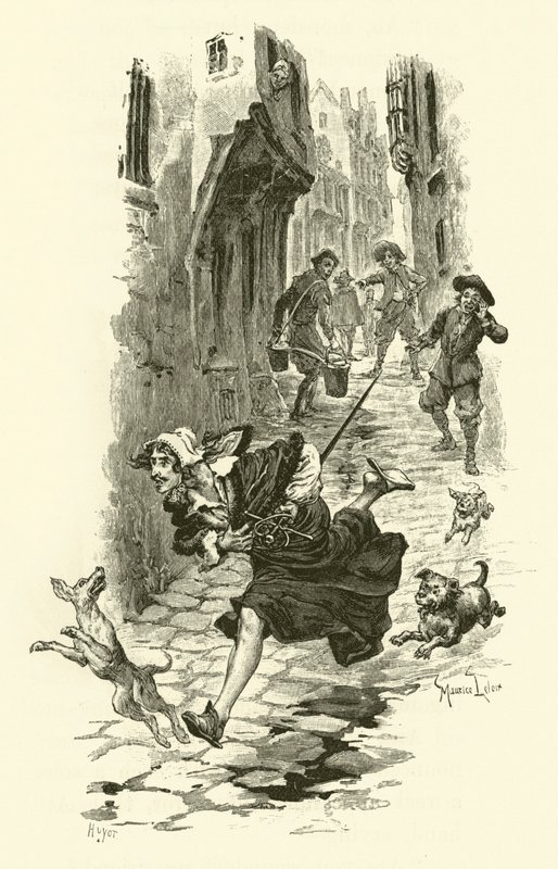 Illustrasjon for The Three Musketeers (gravering) av Maurice Leloir