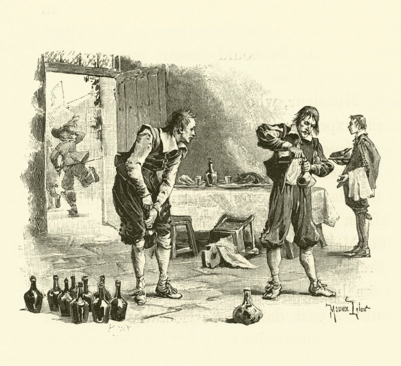 Illustrasjon for The Three Musketeers (gravering) av Maurice Leloir