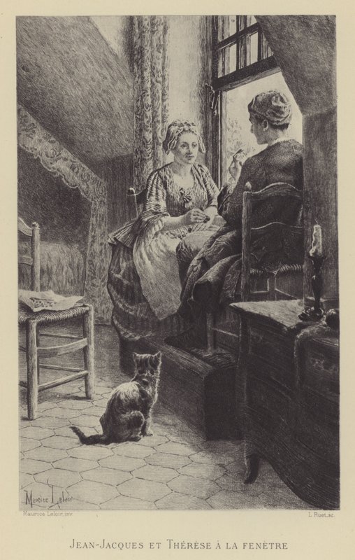 Jean-Jacques og Therese ved vinduet (gravyr) av Maurice Leloir