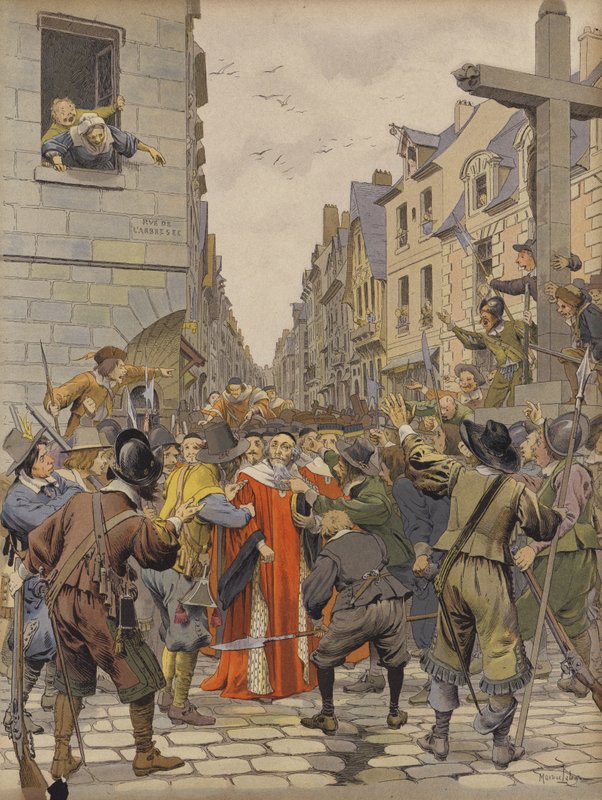 Barricades Day, Mathieu Mole på Croix du Trahoir av Maurice Leloir