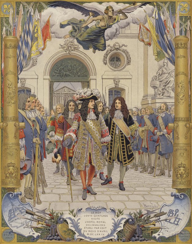 Kong Louis XIV og åpningen av LHotel Royal Des Invalides av Maurice Leloir