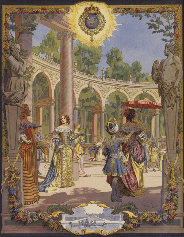 Kong Louis XIV besøker verkene i Versailles, Le Bosquet De La Colonnade av Maurice Leloir