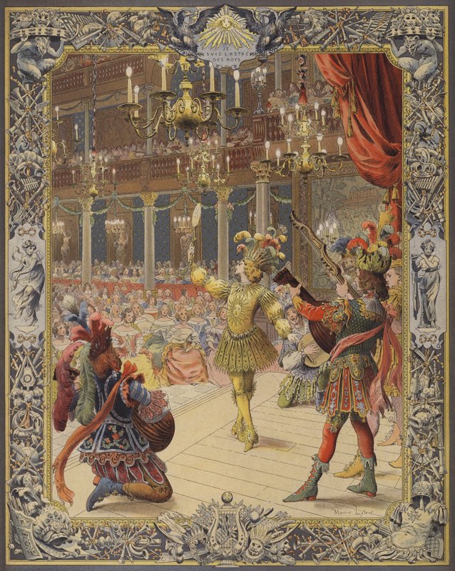 Louis XIV, utkledd som solen, danser på nattballetten av Maurice Leloir