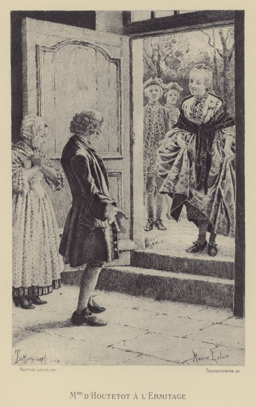 Madame de Houtetout ved Eremitasjen (gravering) av Maurice Leloir