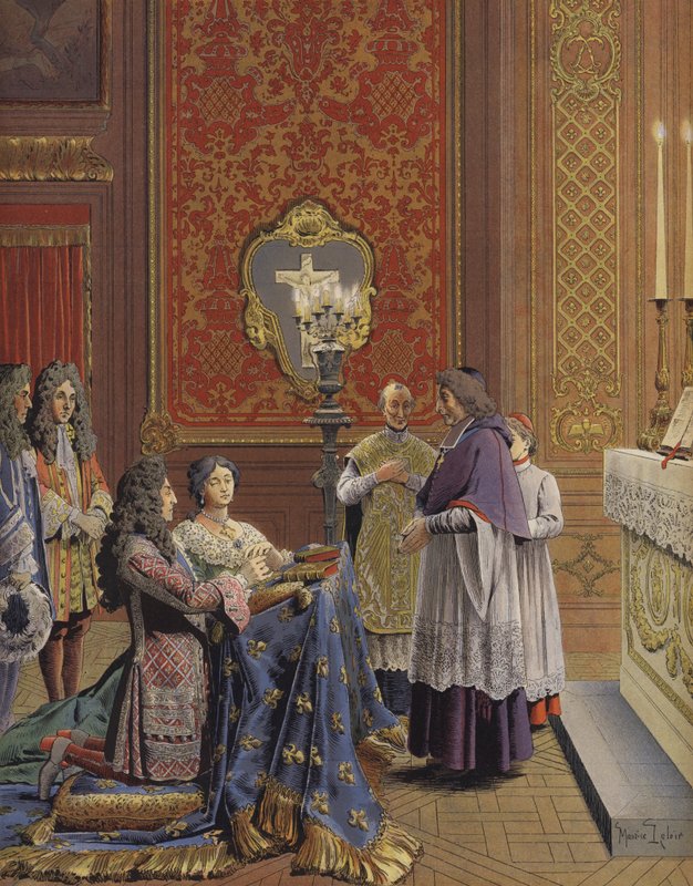 Ekteskap mellom kong Ludvig XIV og Madame de Maintenon av Maurice Leloir