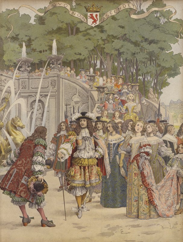 Nicolas Fouquet mottar kong Louis XIV i Vaux av Maurice Leloir