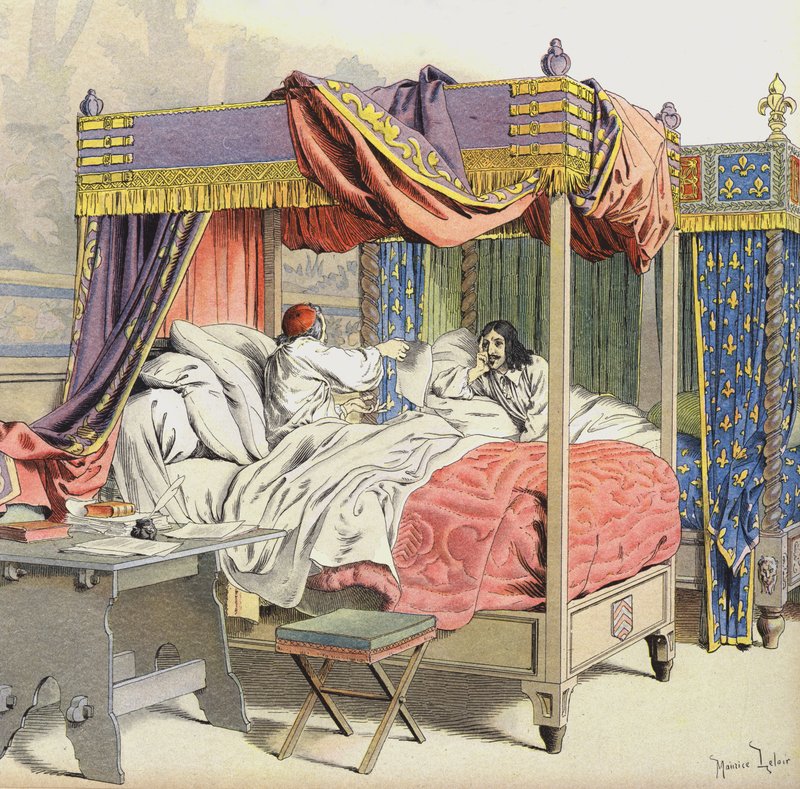 Richelieu og kong Louis XIII i tilstøtende senger på tidspunktet for konspirasjonen til Cinq-Mars av Maurice Leloir