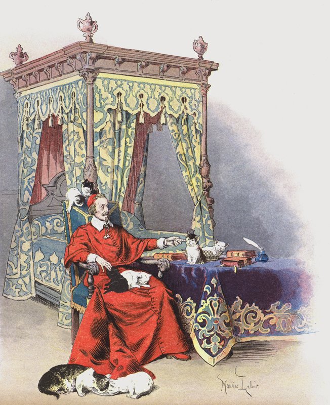 Richelieu leker med kjæledyrkattene sine av Maurice Leloir