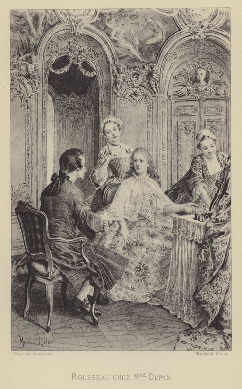 Rousseau besøker Madame Dupin (gravering) av Maurice Leloir
