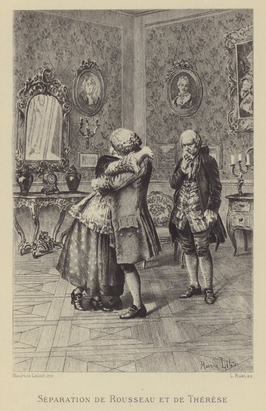 Separasjon av Rousseau og Therese (gravyr) av Maurice Leloir