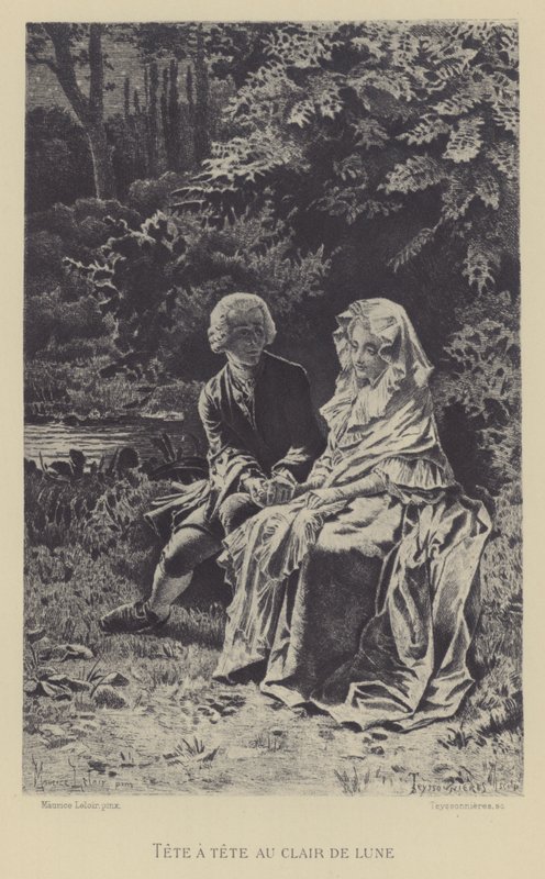 Tete-a-tete i måneskinnet (gravyr) av Maurice Leloir